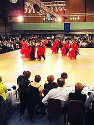 Parquet dance floor in use