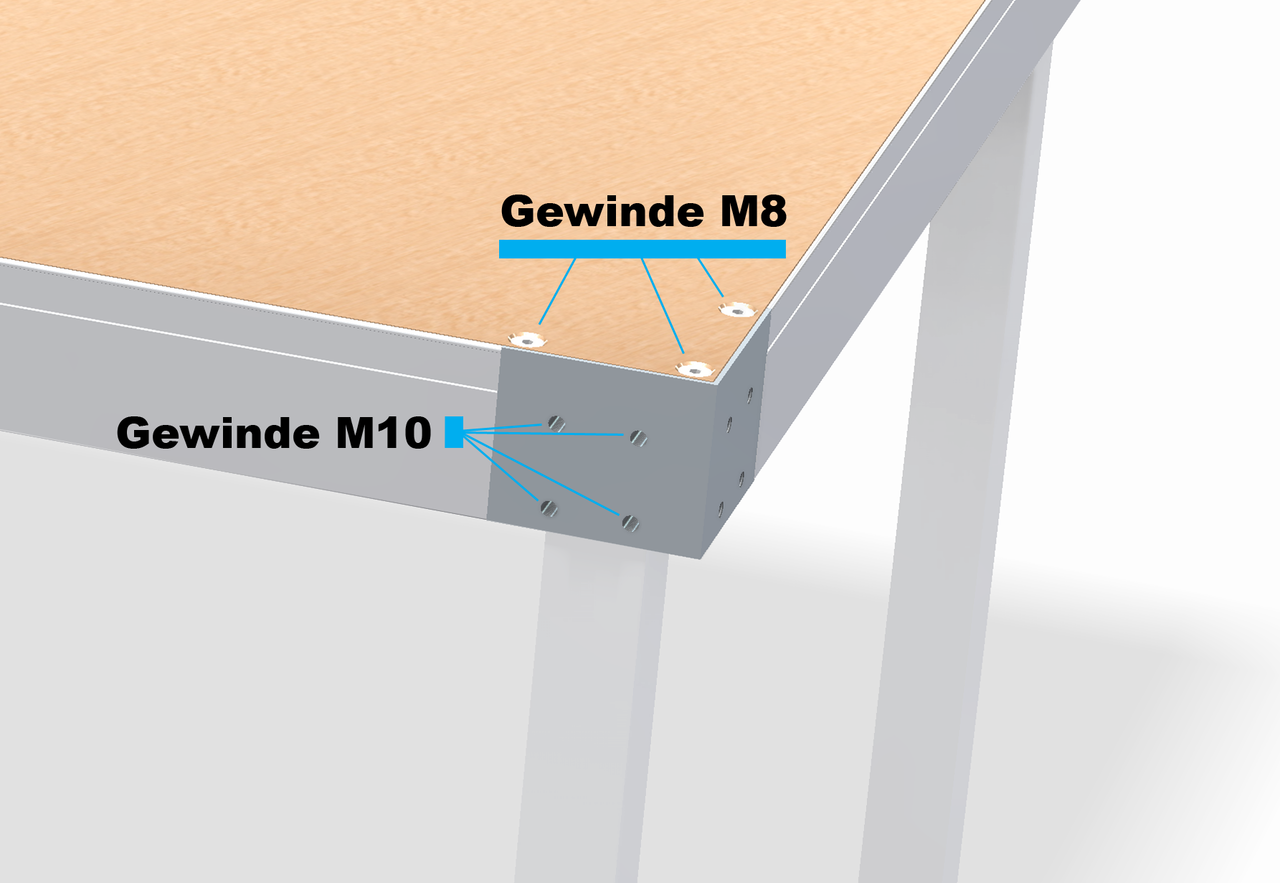 Kompakt-Ecke mit Gewinde M8/M10