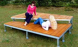 Mobile terrace with wooden floorboards