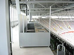 Press cabin with monitor cut-outs