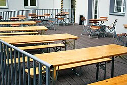 Mobile terrace with tables