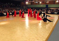 Parquet dance floor in use