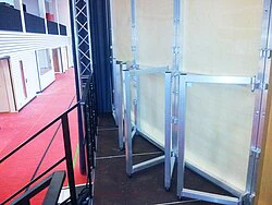 Stage cabinet with wooden back